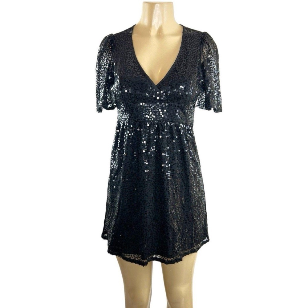 Betsey Johnson Vintage 100% Silk Sequin Babydoll Mini Dress